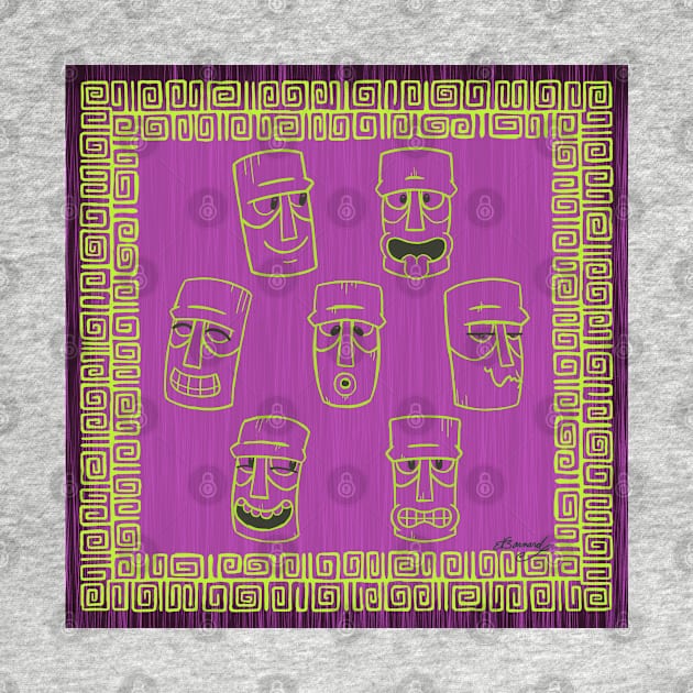 Tiki Time - Green with Purple Background Version! by ErinKantBarnard